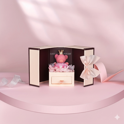 "Mom" Necklace with Premium Gift Box and Teddy Bear – Gift for Mom