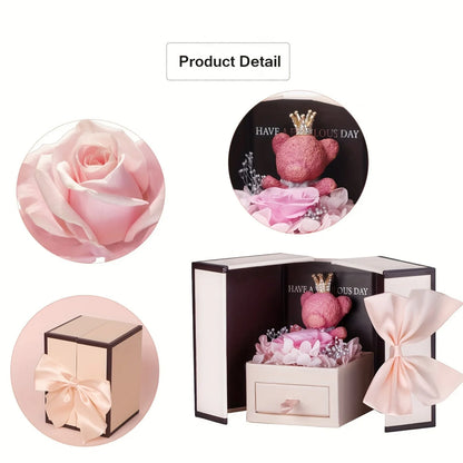 "Mom" Necklace with Premium Gift Box and Teddy Bear – Gift for Mom